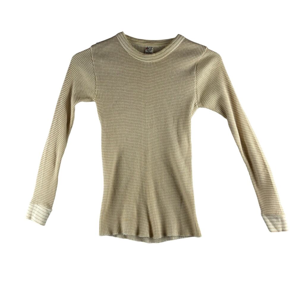 Vitnage Kmart Fitted Thermal Sweater Women's M (XS/S) Waffle Ribbed Knit Cream